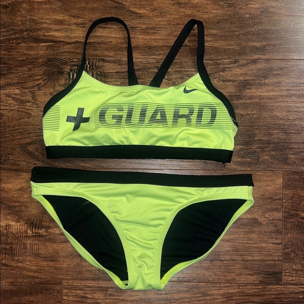 Nike Women's Guard Bikini Set - Neon Yellow/Green and Black